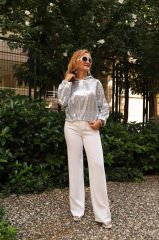 BEYAZ YAN ŞERİTLİ PANTALON